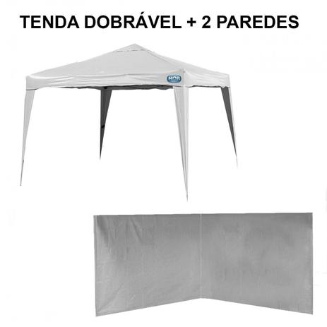 Kit Tenda Gazebo Dobravel 3m X 3m Base e Topo + 2 Paredes Brancas Sem Janela Mor Menor preço em Kit Tenda Gazebo Dobravel 3m X 3m Base e Topo + 2 Paredes Brancas Sem Janela Mor