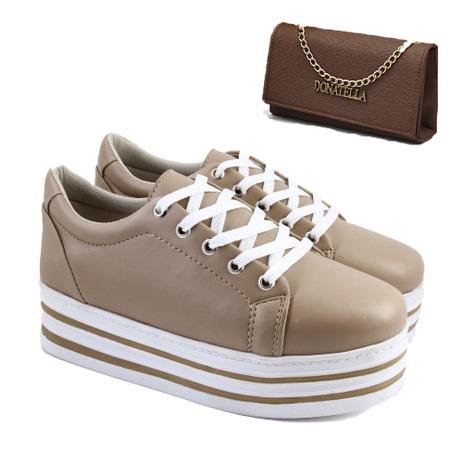 KIT Tenis salto plataforma e Bolsa Clutch Corrente - Donatella - Tênis  Feminino - Magazine Luiza