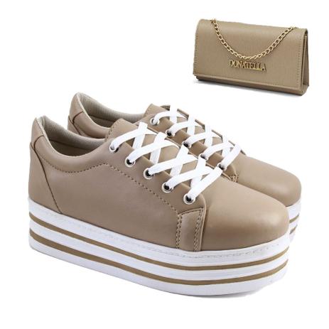 Tênis salto, nude, zíper, couro, plataforma - R$ 189.00, cor Nude (em  nobuck) #47540, compre agora | Shafa