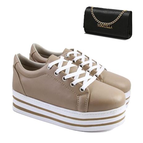 KIT Tenis salto plataforma e Bolsa Clutch Corrente - Donatella - Tênis  Feminino - Magazine Luiza
