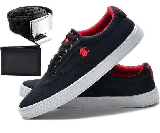 Kit Tênis Sapatênis Masculino Polo Slim + Cinto + Carteira Preto/Vermelho -  Calçados Masculinos - Magazine Luiza