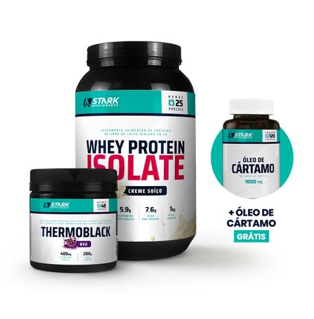 Kit Thermoblack + Óleo de Cártamo + Whey Protein Isolate - Stark Supplements Menor preço em Kit Thermoblack + Óleo de Cártamo + Whey Protein Isolate - Stark Supplements