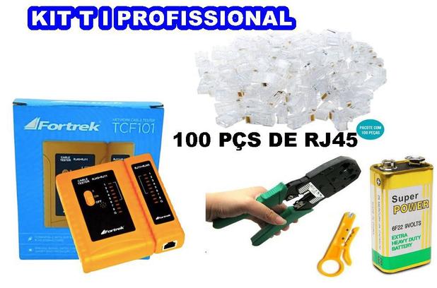 Kit TI Profissional Alicate Rj45/ Rj11 Testador de Cabo + 100 Conector RJ45 e Bateria 9V - Dex é boa?