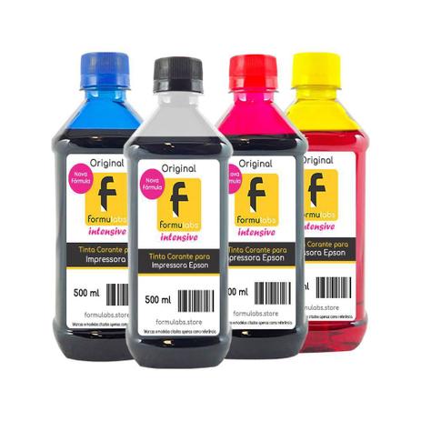 Kit Tinta Epson Impressora L355 L365 L375 L395 4x500ml - Formulabs Menor preço em Kit Tinta Epson Impressora L355 L365 L375 L395 4x500ml - Formulabs