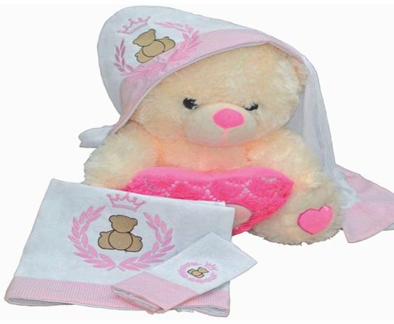 Kit Toalha Fralda Rosa 3 Peças - I9 baby Menor preço em Kit Toalha Fralda Rosa 3 Peças - I9 baby