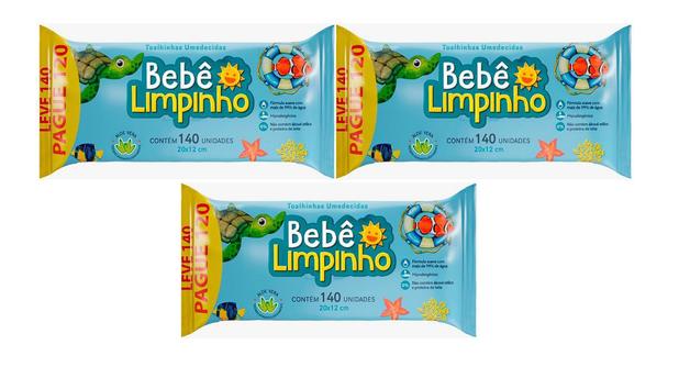 Kit Toalha Umedecida Bebê Limpinho 140Un - 3Unidades - R2m do Brasil Menor preço em Kit Toalha Umedecida Bebê Limpinho 140Un - 3Unidades - R2m do Brasil