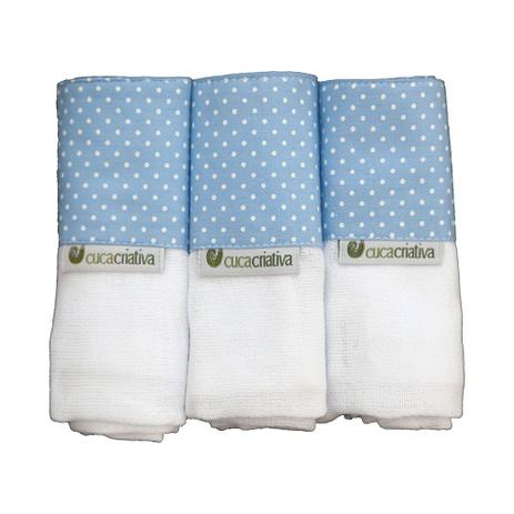Kit Toalhinha De Boca 3 Peças Fralda Azul - Cuca Criativa Menor preço em Kit Toalhinha De Boca 3 Peças Fralda Azul - Cuca Criativa