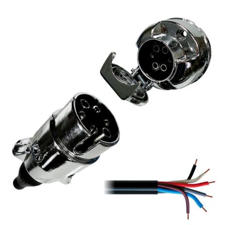 Kit Tomada Elétrica para Engate 6 Polos + Cabo PP - DNI 8369 Menor preço em Kit Tomada Elétrica para Engate 6 Polos + Cabo PP - DNI 8369