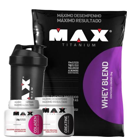 Kit Top Whey 3w Bcaa Creatina Termogênico - Max Titanium Menor preço em Kit Top Whey 3w Bcaa Creatina Termogênico - Max Titanium