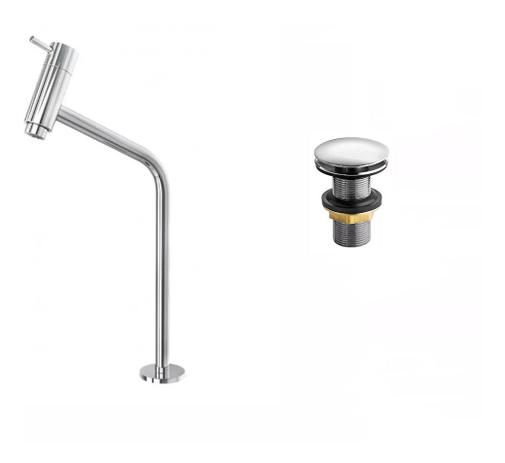 Kit Torneira Link Bica Alta 45º Para Cuba De Apoio + Válvula Click Lavatório - CMM Metais Menor preço em Kit Torneira Link Bica Alta 45º Para Cuba De Apoio + Válvula Click Lavatório - CMM Metais