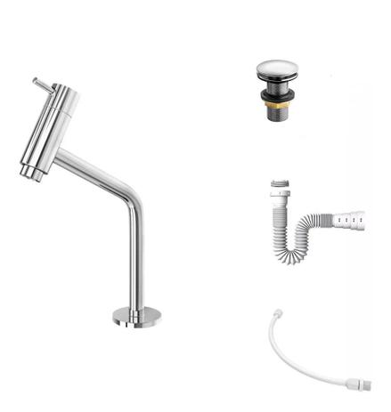 Kit Torneira Link Bica Baixa 45+ Válvula Click 7/8 + Sifão + Engate flexível - CMM Metais Menor preço em Kit Torneira Link Bica Baixa 45+ Válvula Click 7/8 + Sifão + Engate flexível - CMM Metais