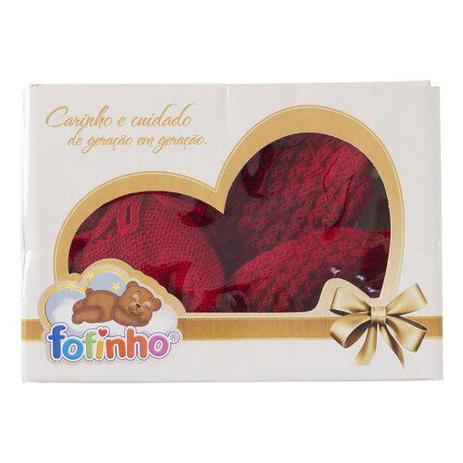 Kit touca, luva , sapato recem nascido vermelho - Fofinho Menor preço em Kit touca, luva , sapato recem nascido vermelho - Fofinho