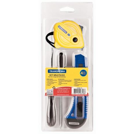 Kit Tramontina Multiuso 4p+estilete Menor preço em Kit Tramontina Multiuso 4p+estilete