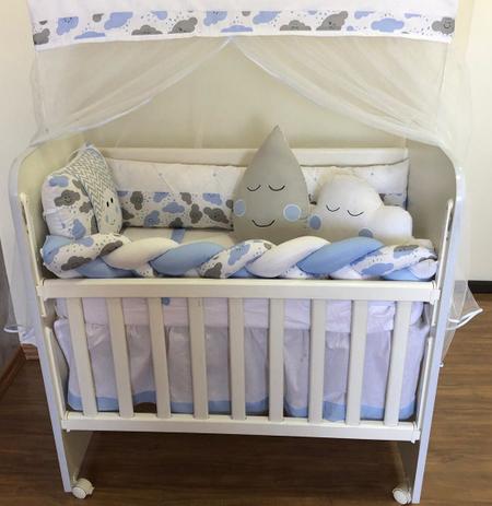 Kit Trança Mini Berço Nuvem Azul Bebê 12 Peças - Bebe Enxovais Menor preço em Kit Trança Mini Berço Nuvem Azul Bebê 12 Peças - Bebe Enxovais