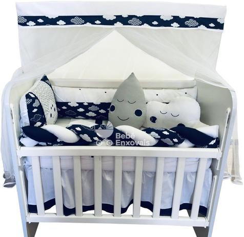 Kit Trança Mini Berço Nuvem Marinho 12 Peças - Bebe Enxovais Menor preço em Kit Trança Mini Berço Nuvem Marinho 12 Peças - Bebe Enxovais