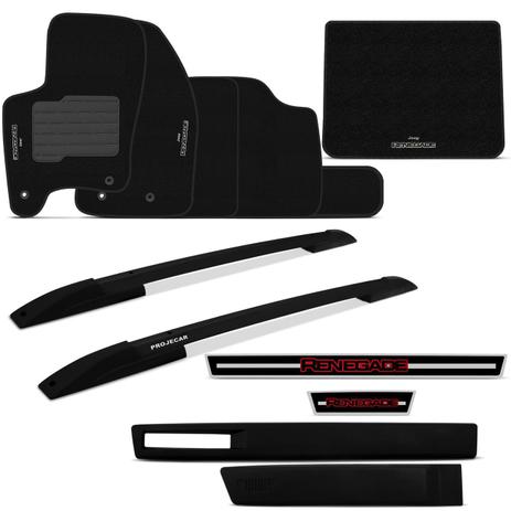 Kit transformação Renegade rack teto preta + friso lateral + soleira preta e jogo de tapete preto - Prime Menor preço em Kit transformação Renegade rack teto preta + friso lateral + soleira preta e jogo de tapete preto - Prime