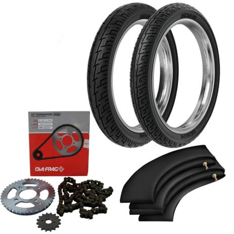 Kit Transmissão + Kit Pneu Cg 125 Fan 2009 90/90-18 + 275-18 Bs32 Rinaldi - Rinaldi e dia-frag Menor preço em Kit Transmissão + Kit Pneu Cg 125 Fan 2009 90/90-18 + 275-18 Bs32 Rinaldi - Rinaldi e dia-frag