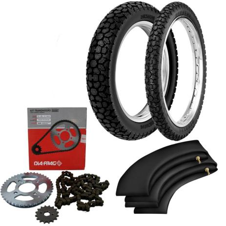 Kit Transmissão + Kit Pneu Cg Fan 125 90/90-18 + 275-18 Wh21 Rinaldi - Rinaldi e dia-frag Menor preço em Kit Transmissão + Kit Pneu Cg Fan 125 90/90-18 + 275-18 Wh21 Rinaldi - Rinaldi e dia-frag