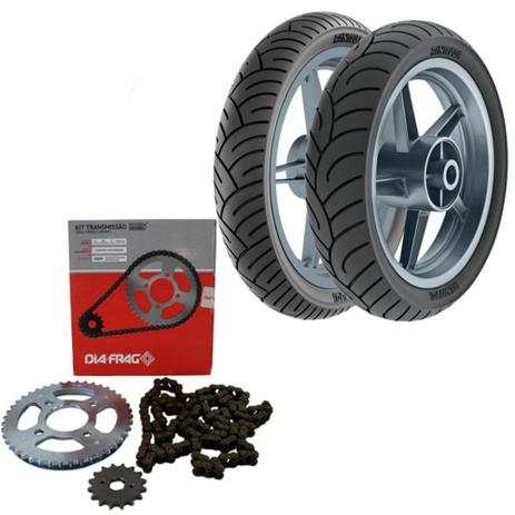 Kit Transmissão + Kit Pneu Factor 125 90/90-18 + 80/100-18 Hb37 Rinaldi - Rinaldi e dia-frag Menor preço em Kit Transmissão + Kit Pneu Factor 125 90/90-18 + 80/100-18 Hb37 Rinaldi - Rinaldi e dia-frag