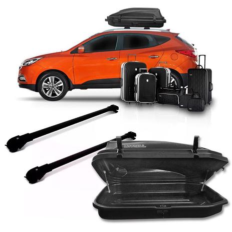 Kit travessa slim preta ix35 2010 á 2018 + maleiro 270l - Sp acessórios Menor preço em Kit travessa slim preta ix35 2010 á 2018 + maleiro 270l - Sp acessórios