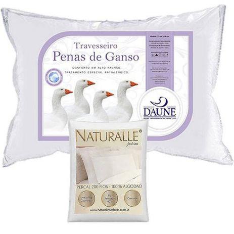 Kit Travesseiro 100 Penas de Ganso 50x70cm Daune com Fronha Branca - Daune naturalle Menor preço em Kit Travesseiro 100 Penas de Ganso 50x70cm Daune com Fronha Branca - Daune naturalle