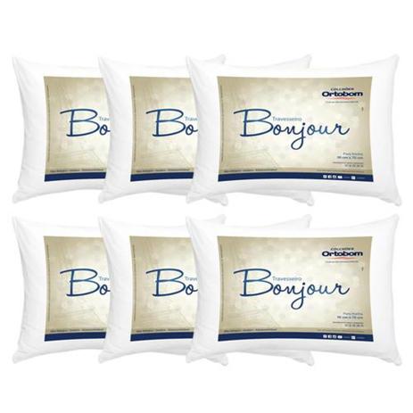 Kit Travesseiro Bonjour Ortobom - Kit com 6 Unidades 50x70 - Fibra Siliconizada - Barros Baby Menor preço em Kit Travesseiro Bonjour Ortobom - Kit com 6 Unidades 50x70 - Fibra Siliconizada - Barros Baby