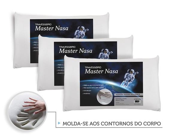 Kit Travesseiro Nasa 3 Pecas - Antialergico - Toque Macio - Master comfort Menor preço em Kit Travesseiro Nasa 3 Pecas - Antialergico - Toque Macio - Master comfort
