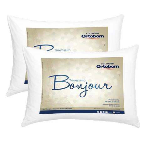 Kit Travesseiros 02 Peças Bonjour Fibra Siliconizada em Microfibra 70cm x 50cm - Ortobom é ruim? Kit Travesseiros 02 Peças Bonjour Fibra Siliconizada em Microfibra 70cm x 50cm - Ortobom é boa?