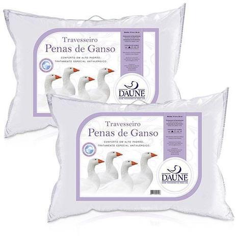 KIT Travesseiros 100% Penas de Ganso 50 x 70 cm - Daune Travesseiros Menor preço em KIT Travesseiros 100% Penas de Ganso 50 x 70 cm - Daune Travesseiros