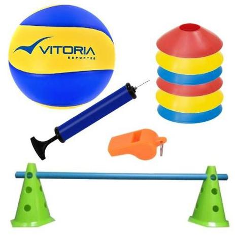 kit Treinamento 1 Bola Volei Oficial Vitoria + 9 Acessórios - Vitoria esportes Menor preço em kit Treinamento 1 Bola Volei Oficial Vitoria + 9 Acessórios - Vitoria esportes