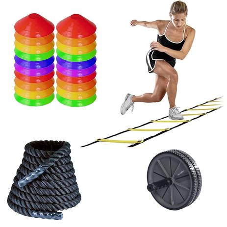 Kit Treinamento Funcional 4 itens (corda, roda, escada e cone) - Rythmoon Menor preço em Kit Treinamento Funcional 4 itens (corda, roda, escada e cone) - Rythmoon