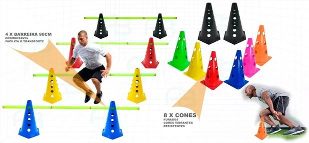 Kit Treinamento Funcional Cone Furado 8 Peças + 4 Barreiras - Ana bely Menor preço em Kit Treinamento Funcional Cone Furado 8 Peças + 4 Barreiras - Ana bely