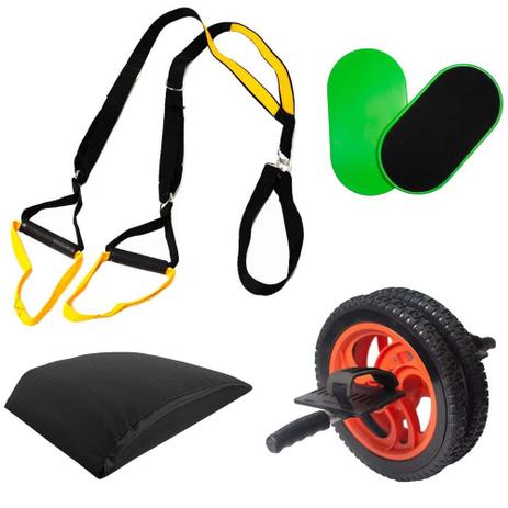 Kit Treino Fita TRX Disco Deslizamento Roda Abdominal Apoio - Natural fitness Menor preço em Kit Treino Fita TRX Disco Deslizamento Roda Abdominal Apoio - Natural fitness