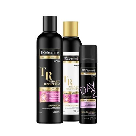 Kit Tresemmé Tresplex Regeneração Shampoo + Condicionador Ganhe Shampoo a Seco Original Tresemmé Day 2 75ml - Tresemme Menor preço em Kit Tresemmé Tresplex Regeneração Shampoo + Condicionador Ganhe Shampoo a Seco Original Tresemmé Day 2 75ml - Tresemme