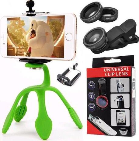 Kit Tripé Suporte Celular Câmera Lentes Olho Peixe Universal - Leffa Shop Menor preço em Kit Tripé Suporte Celular Câmera Lentes Olho Peixe Universal - Leffa Shop