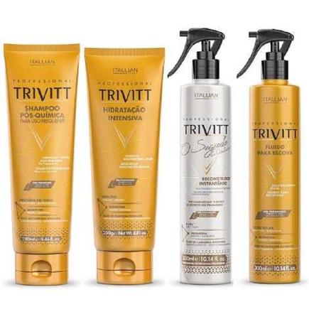 Kit Trivitt Shampoo, Hidratação, Fluido e Segredo do Cabeileireiro - Itallian Menor preço em Kit Trivitt Shampoo, Hidratação, Fluido e Segredo do Cabeileireiro - Itallian