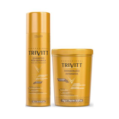 Kit Trivitt Shampoo Pós Química 1L + Hidratação Intensiva 1Kg Menor preço em Kit Trivitt Shampoo Pós Química 1L + Hidratação Intensiva 1Kg
