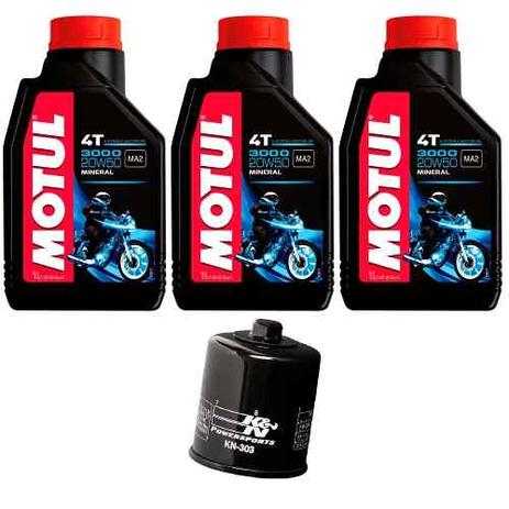 Kit Troca Oleo Filtro K N Ninja 300 Z300 Motul 3000 20w50 - K&N + Motul Menor preço em Kit Troca Oleo Filtro K N Ninja 300 Z300 Motul 3000 20w50 - K&N + Motul