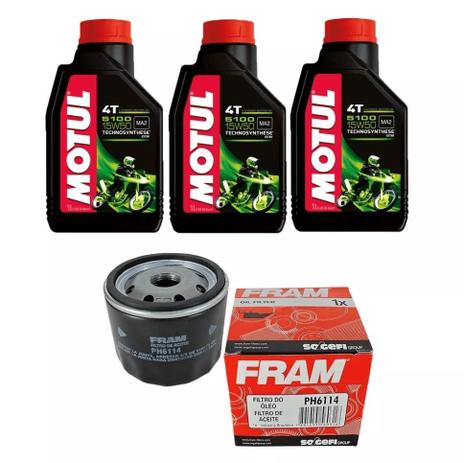 Kit Troca Óleo Motul 5100 15w50 3l + Filtro Ph6114 Bmw 800 Menor preço em Kit Troca Óleo Motul 5100 15w50 3l + Filtro Ph6114 Bmw 800