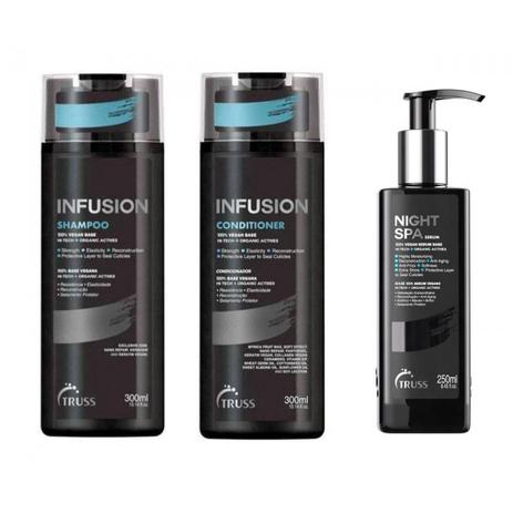 Kit Truss Infusion 3 Produtos - Shampoo Condicionador 2x 300ml + Nght Spa 250ml - Truss professional Menor preço em Kit Truss Infusion 3 Produtos - Shampoo Condicionador 2x 300ml + Nght Spa 250ml - Truss professional
