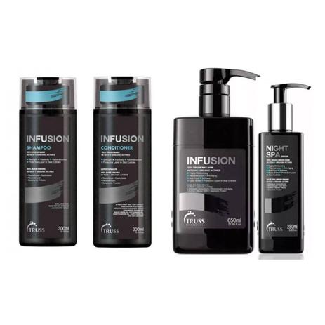 Kit Truss Infusion 4 Produtos - Shampoo Condicionador 2x 300ml + Infusion 650ml + Nght Spa 250ml - Truss professional Menor preço em Kit Truss Infusion 4 Produtos - Shampoo Condicionador 2x 300ml + Infusion 650ml + Nght Spa 250ml - Truss professional