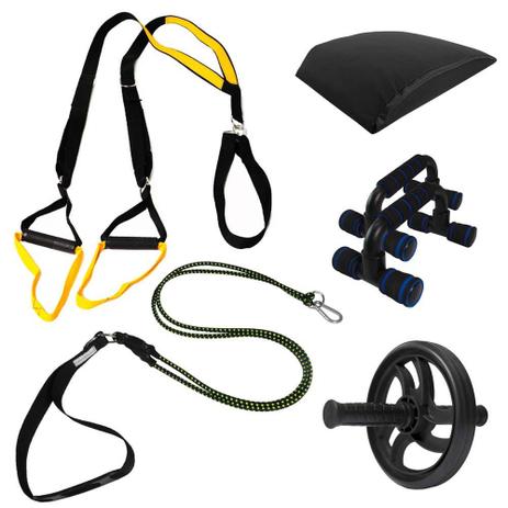Kit TRX Extensor Barra Fixa e Roda Apoio Abdominal e Flexão - Natural fitness Menor preço em Kit TRX Extensor Barra Fixa e Roda Apoio Abdominal e Flexão - Natural fitness