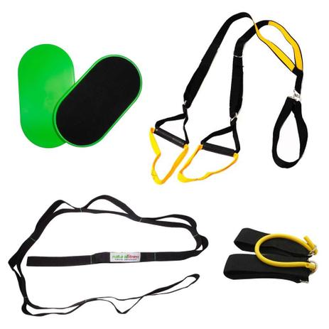 Kit TRX Faixa Alongamento Elástico Perna Disco Deslizamento - Natural fitness Menor preço em Kit TRX Faixa Alongamento Elástico Perna Disco Deslizamento - Natural fitness