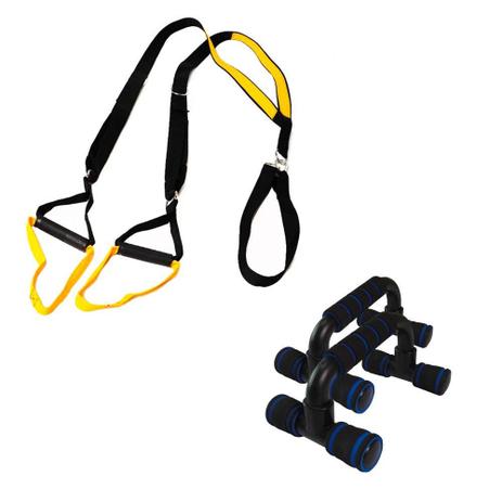 Kit TRX Fita de Suspensão Academia e Apoio Flexão Peitoral - Natural fitness Menor preço em Kit TRX Fita de Suspensão Academia e Apoio Flexão Peitoral - Natural fitness
