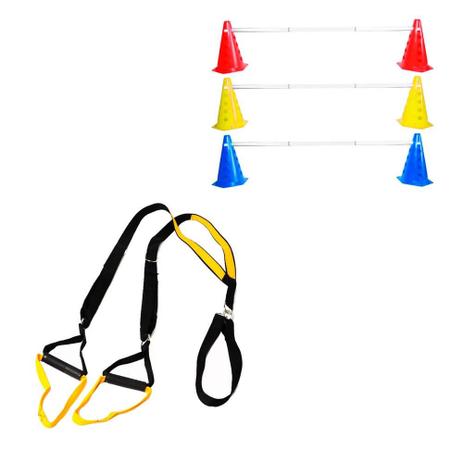 Kit TRX Fita de Suspensão e 6 Cones Coloridos Com Barreira - Natural fitness Menor preço em Kit TRX Fita de Suspensão e 6 Cones Coloridos Com Barreira - Natural fitness