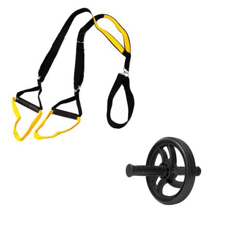 Kit TRX Fita de Suspensão Funcional Roda Exercício Abdominal - Natural fitness Menor preço em Kit TRX Fita de Suspensão Funcional Roda Exercício Abdominal - Natural fitness