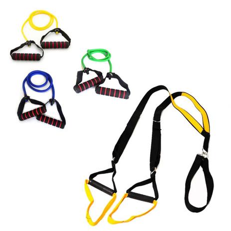 Kit TRX Fita Suspensão e Kit Extensores com Pegada Academia - Natural fitness Menor preço em Kit TRX Fita Suspensão e Kit Extensores com Pegada Academia - Natural fitness