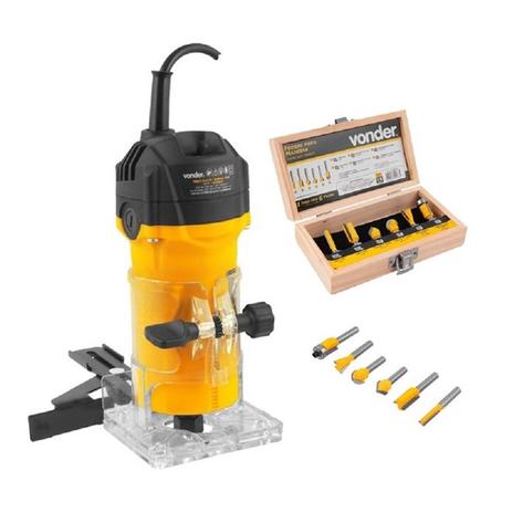 kit Tupia Eletrica Manual 6mm 500w + Jg de Fresas 06pçs Vonder Menor preço em kit Tupia Eletrica Manual 6mm 500w + Jg de Fresas 06pçs Vonder