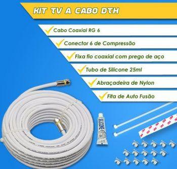 Kit TV a Cabo Completo - Cabo RG6 67 20 Metros + Kit Instalação - Megatron Menor preço em Kit TV a Cabo Completo - Cabo RG6 67 20 Metros + Kit Instalação - Megatron