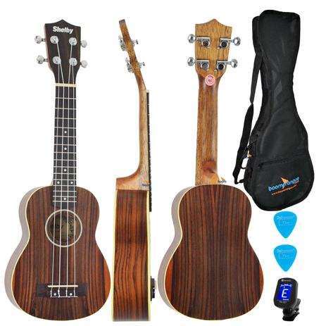 Kit Ukulele Soprano Acústico SU21R STNT Fosco Shelby Completo Menor preço em Kit Ukulele Soprano Acústico SU21R STNT Fosco Shelby Completo